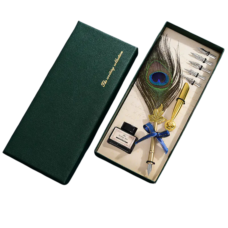 Vintage Feather Pen Set