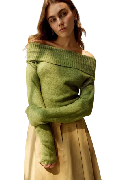 Elegant Off-Shoulder Lapel Top