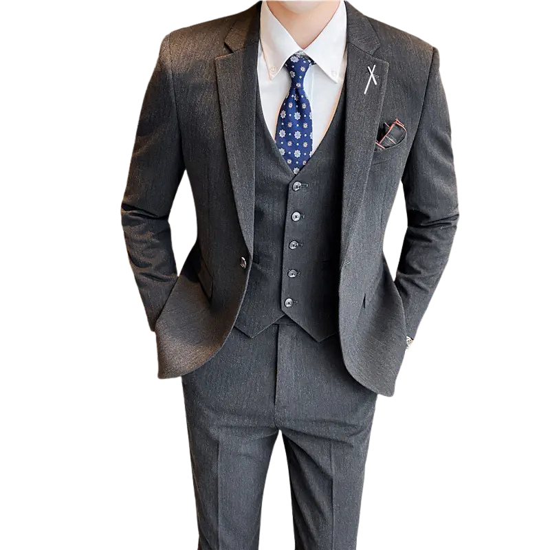 Men's Slim Fit Business Suit 3-Piece Set
