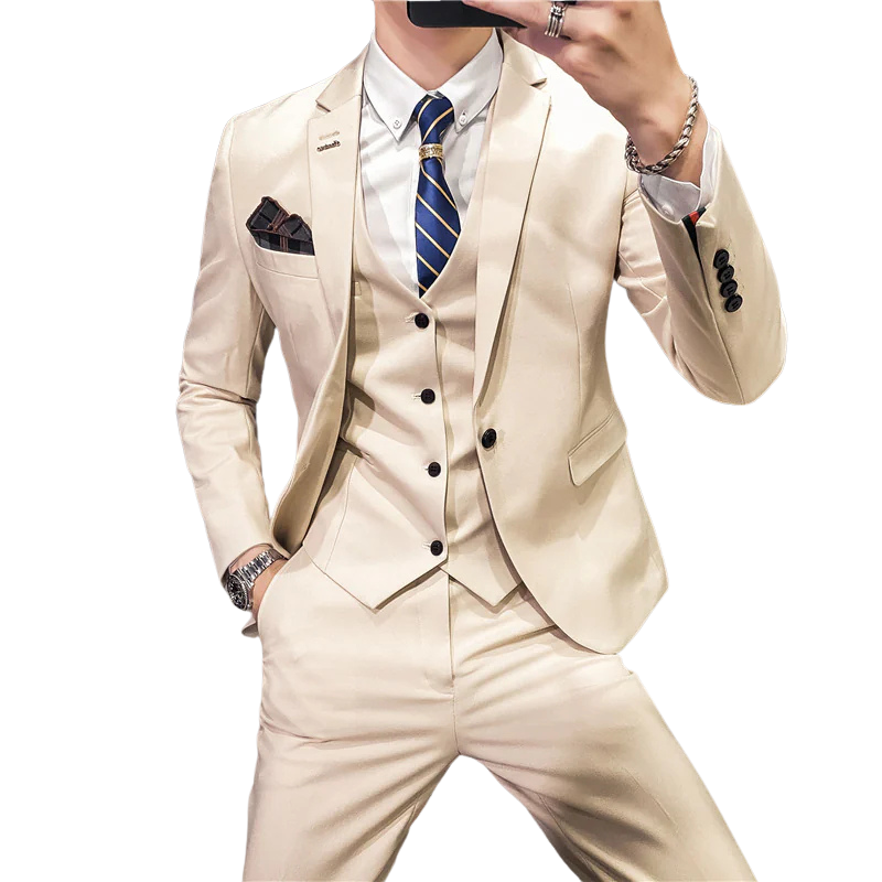 Slim Fit One-Button Business Three-Piece Suit