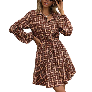 Long-Sleeved Plaid Dresses for Women