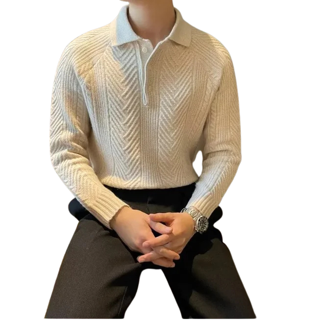 Men's Thermal Knit Polo Sweater