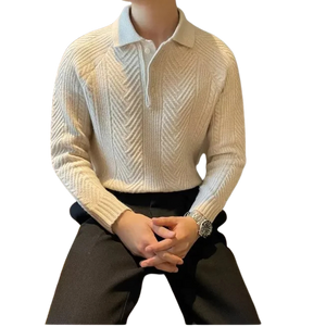 Men's Thermal Knit Polo Sweater