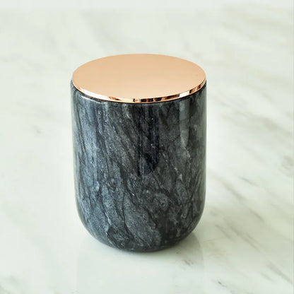 Marble Candle Holder with Rose Gold and Brass Accent