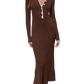 Women's Polo Collar Knitted Long Sleeve Dress