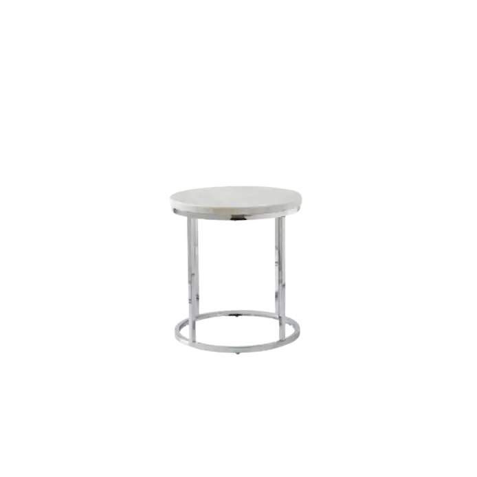 White Marble Top Round End - White