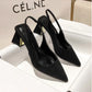 Elegant Women's Slingback Pointed Toe Block Heels