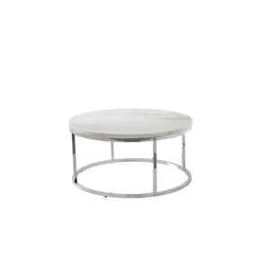 White Marble Top Round - White