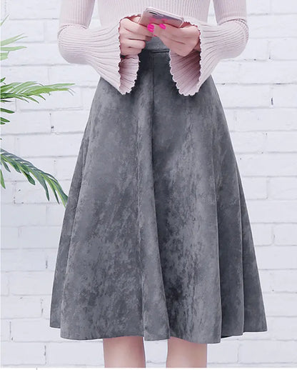 Suede Midi Skirt