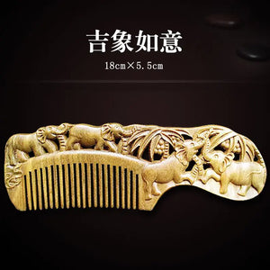 Vintage Green Sandalwood Carved Combs