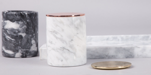 Marble Candle Holder with Rose Gold and Brass Accent