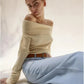 Elegant Off-Shoulder Lapel Top