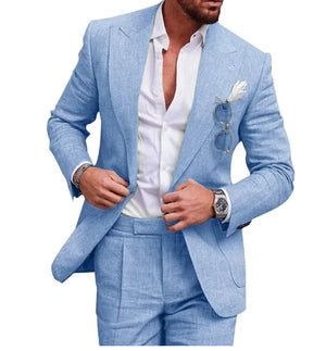 Men's Linen Suits Two-Piece Set