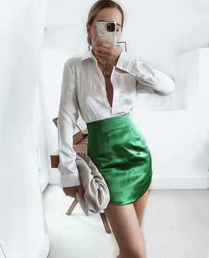 Silk Texture Mini Skirt for Women