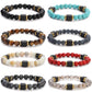 Men's Colorful Lava Stone Bracelet with Marble Beads