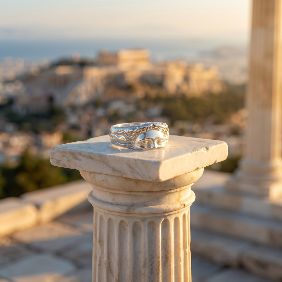 Bague Sculpture Visage Argent