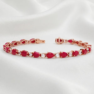 Bracelet Rubis Or Rose
