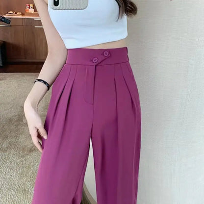 Wide-Leg Dragon Fruit Suit Pants for Women