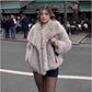 Polo Collar Faux Fur Short Coat