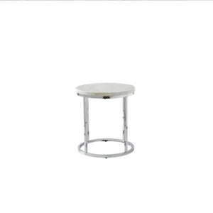 White Marble Top Round End - White
