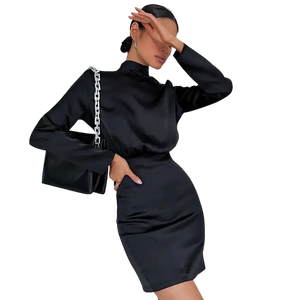 French Satin Waist Dress with Back Detail