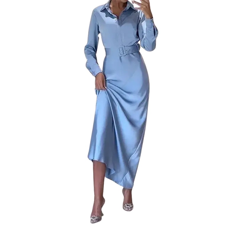 Mercerizing Polo Collar Dress