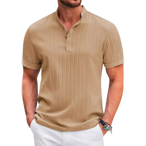 Cotton And Linen Stripes Polo Shirt