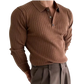 Men's Long Sleeve Knitted Polo Shirt Sweater