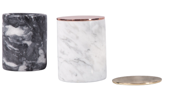 Marble Candle Holder with Rose Gold and Brass Accent