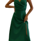 V-neck Slip Dress Low Cut Printed Slit Dress