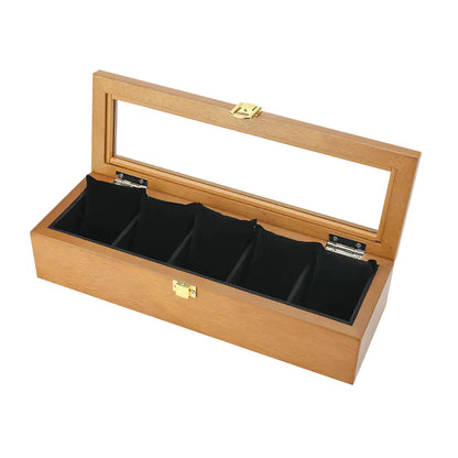 Wooden Vintage Watch Box with Display Window (Five Slots)