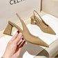 Elegant Women's Slingback Pointed Toe Block Heels