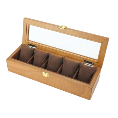 Wooden Vintage Watch Box with Display Window (Five Slots)